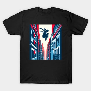 Jumping between buildings T-Shirt